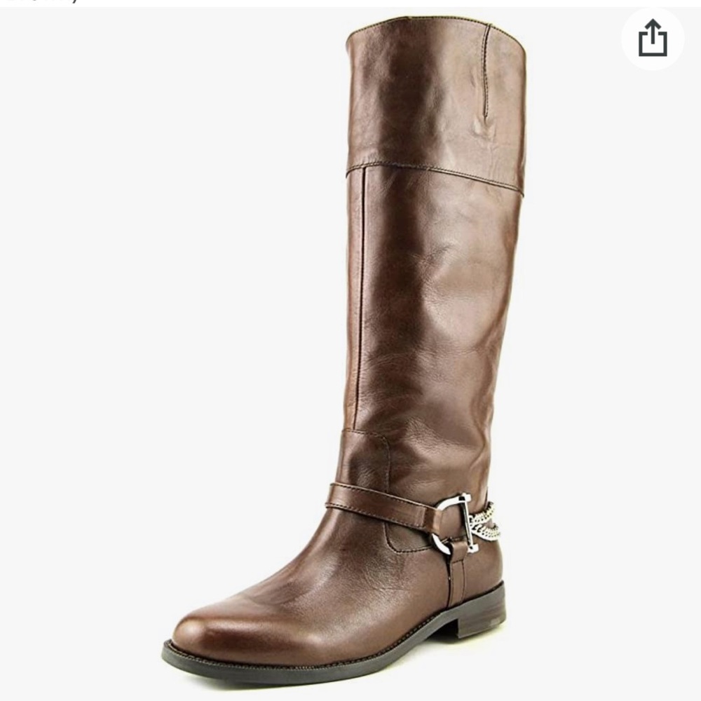 Lauren by Ralph Lauren Women's Jacqui Chain Riding Boot (Dark Brown)